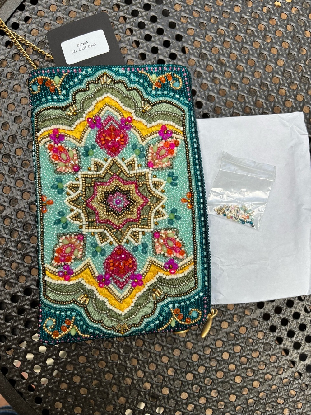 Mary Frances Venice teal Multicolor Beaded bag with Crossbody - Picture 11 of 17